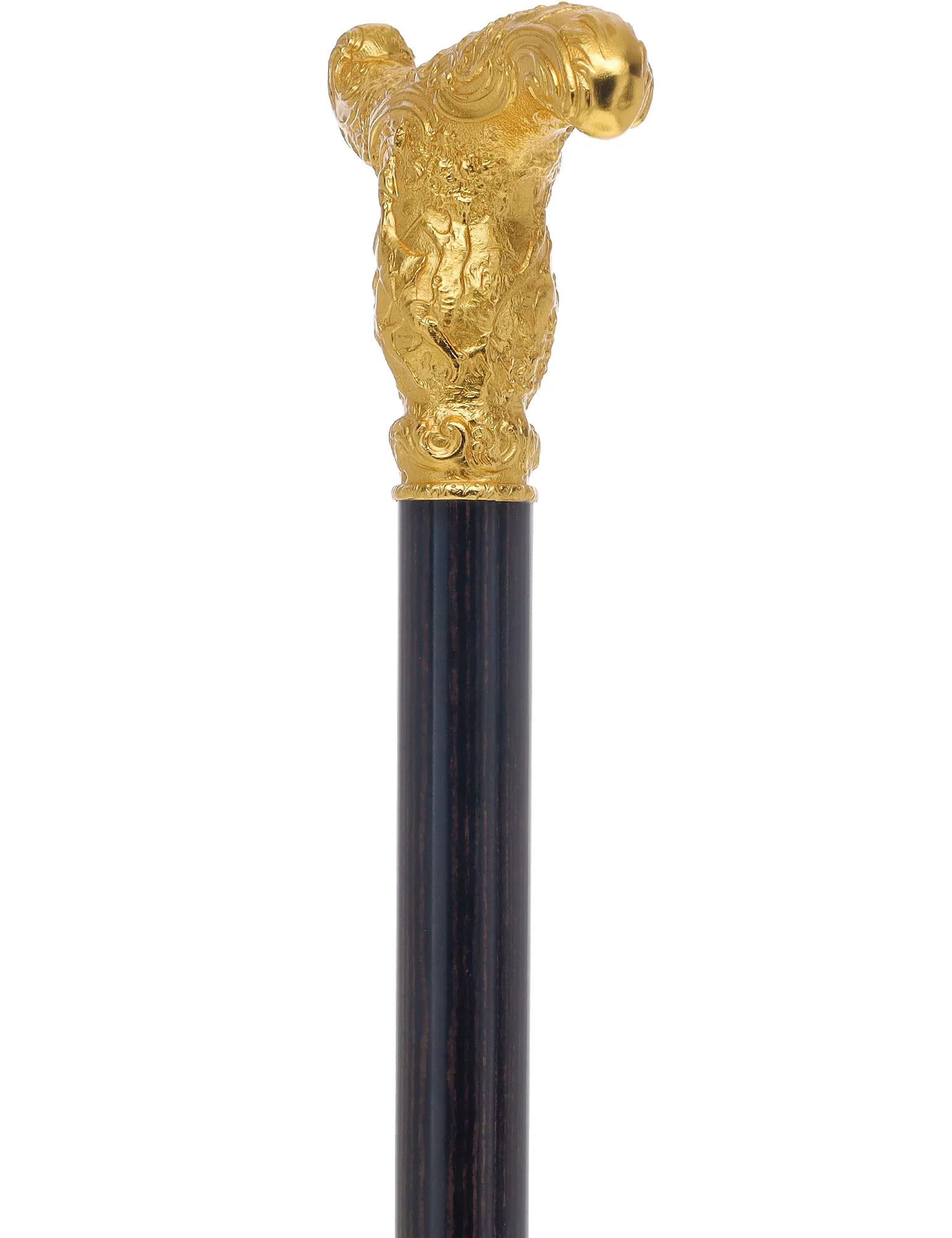 14 K Gold Plate Antique Reproduction T Handle Walking Cane With Stamina Wood Shaft