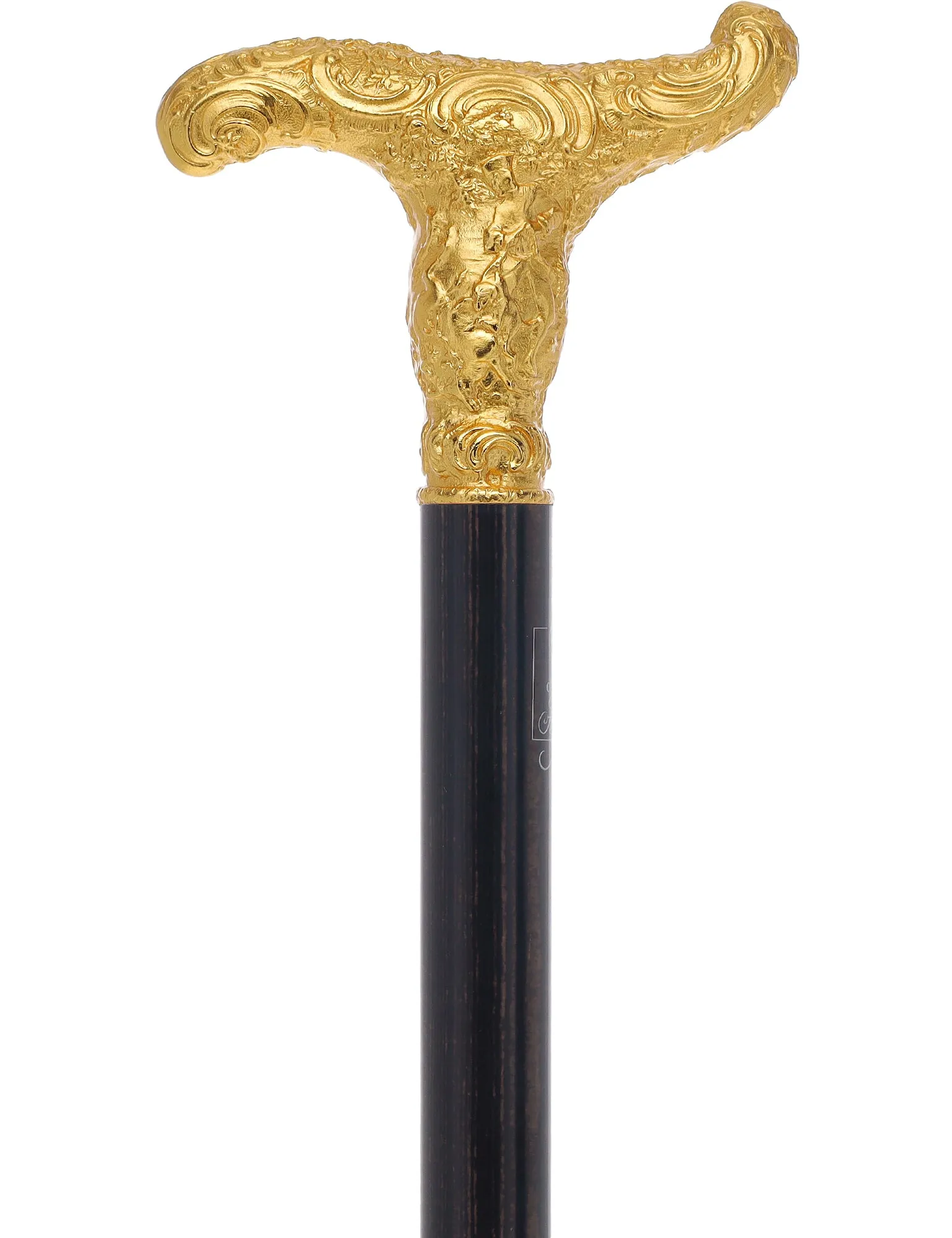 14 K Gold Plate Antique Reproduction T Handle Walking Cane With Stamina Wood Shaft