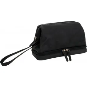 Avenue Hunter Leather Toiletry Case Black