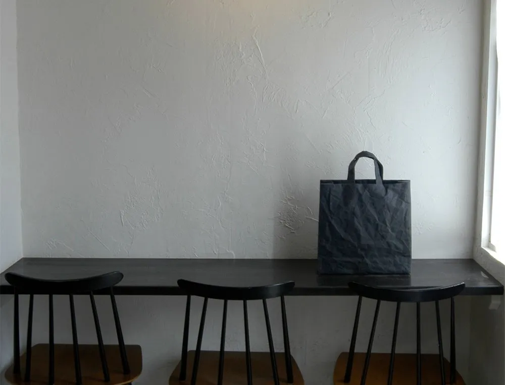 Black SIWA Square Paper Tote Bag