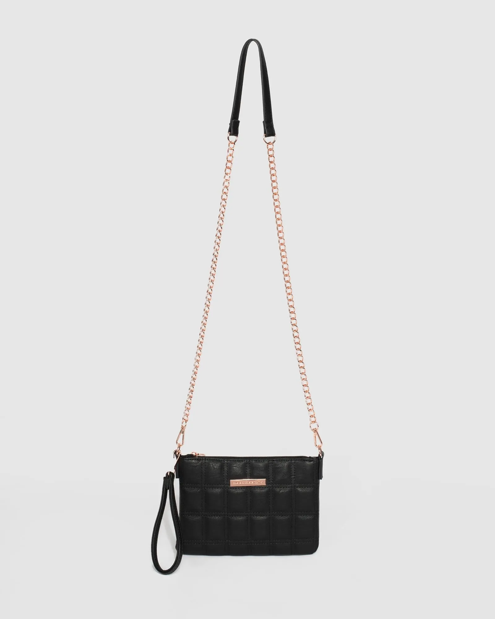 Black Square Quilt Crossbody Bag