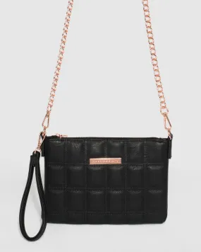 Black Square Quilt Crossbody Bag