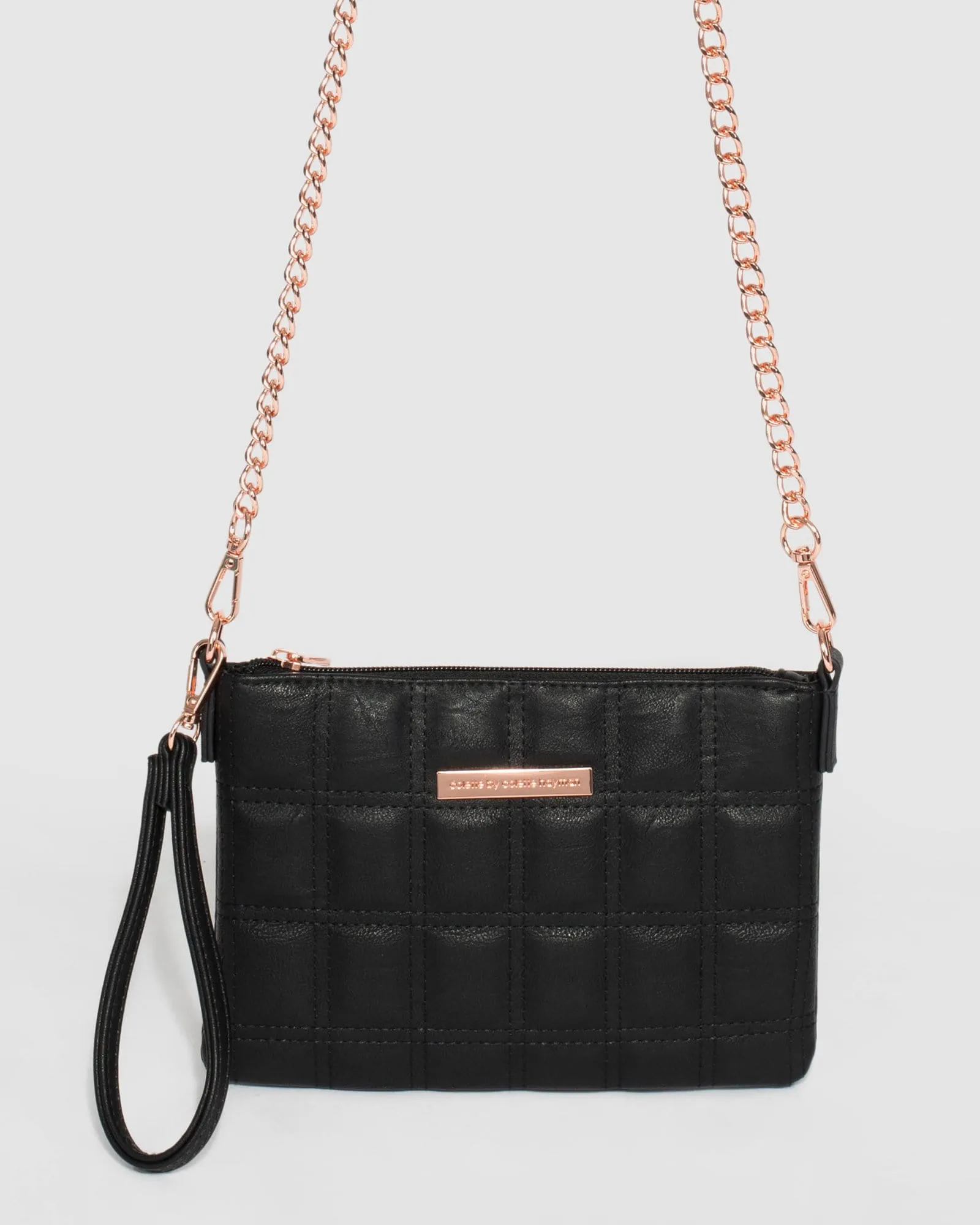 Black Square Quilt Crossbody Bag