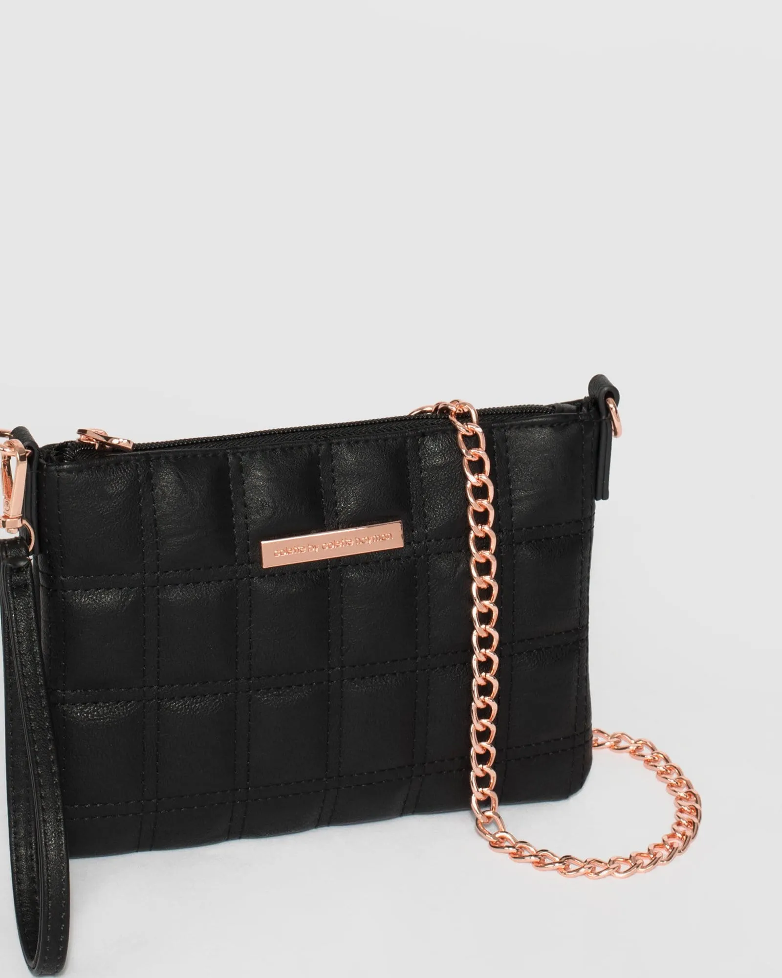 Black Square Quilt Crossbody Bag