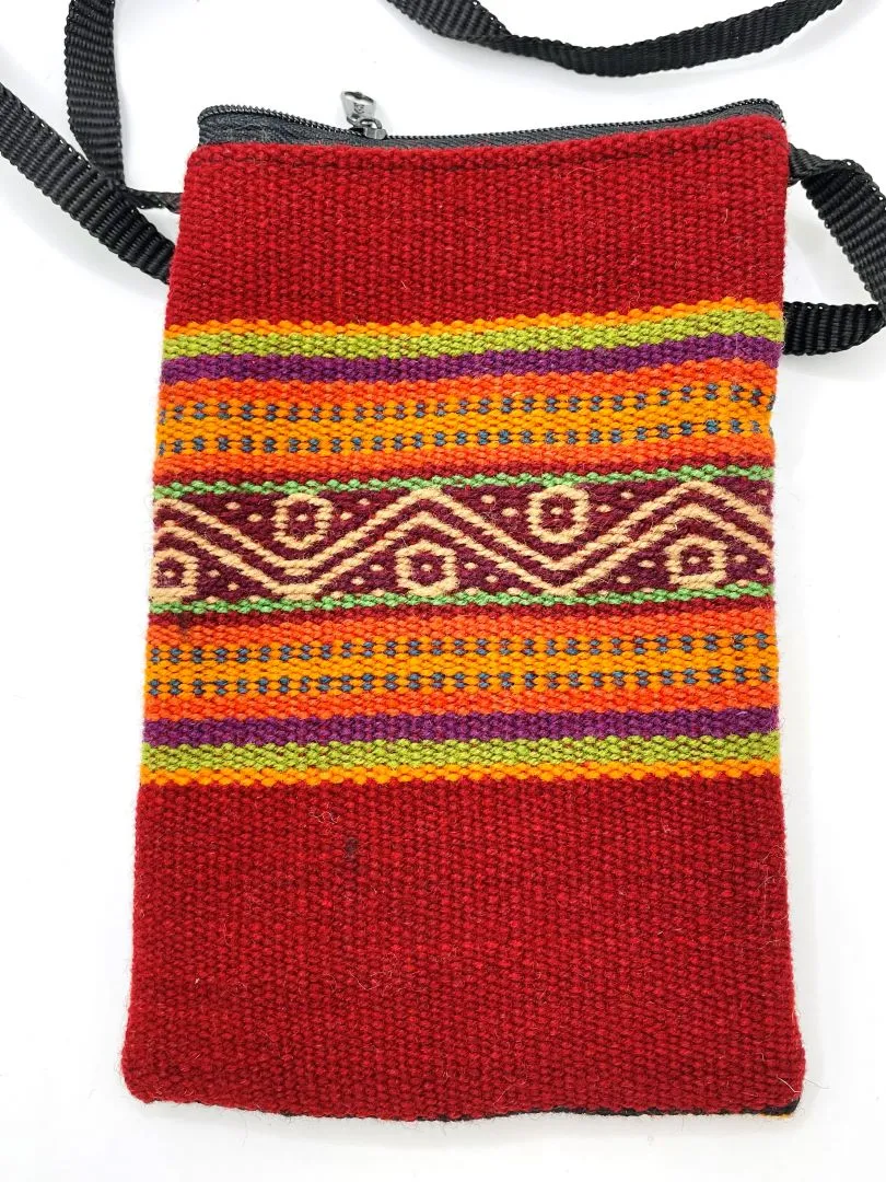 Bolivian Cellphone Crossbody Bag/Case - Rainbow Red