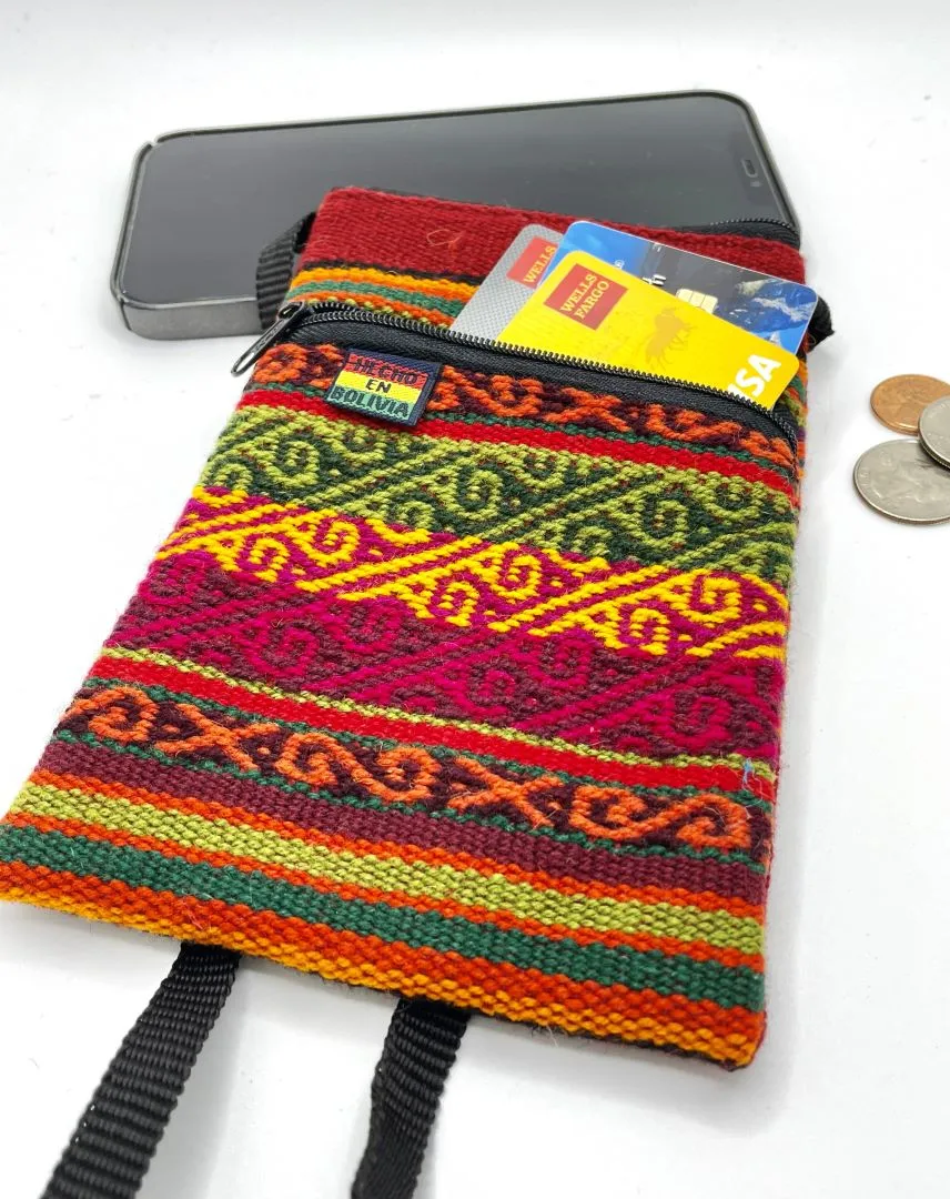Bolivian Cellphone Crossbody Bag/Case - Rainbow Red