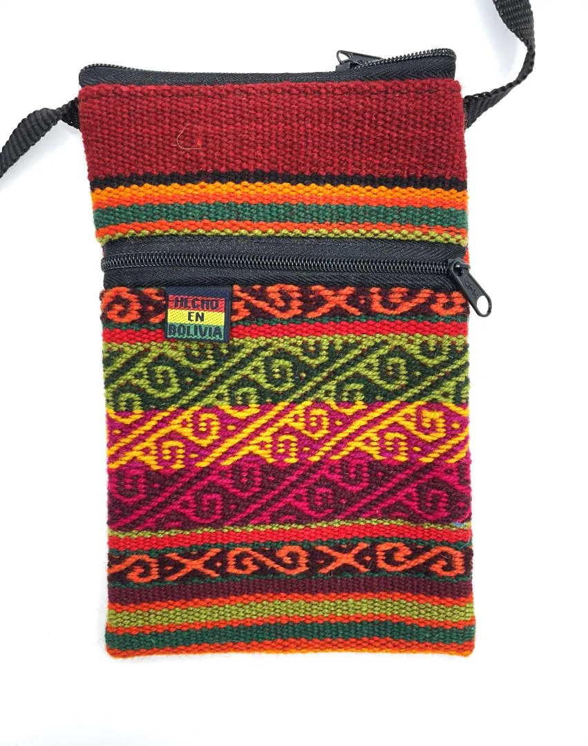 Bolivian Cellphone Crossbody Bag/Case - Rainbow Red