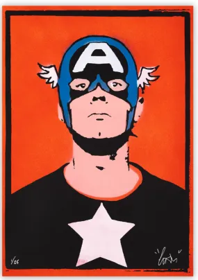 Captain Andy Red HPM Stencil Silkscreen Print by Copyright