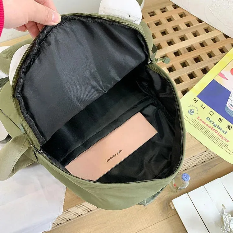 Cartoon 3D Frog Canvas School Backpack