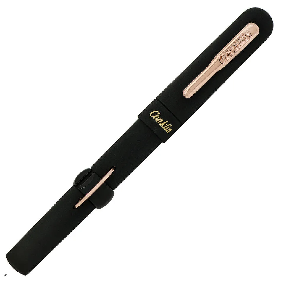 Conklin Mark Twain Crescent Filler 1898 Fountain Pen Limited Edition Superblack Rosegold