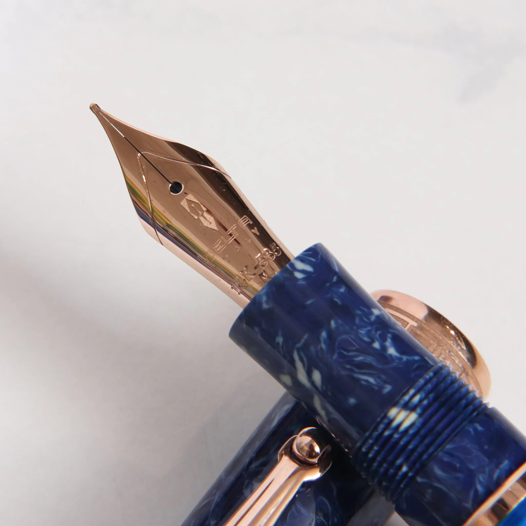 Delta Lapis Blue Celluloid Rose Gold Fountain Pen