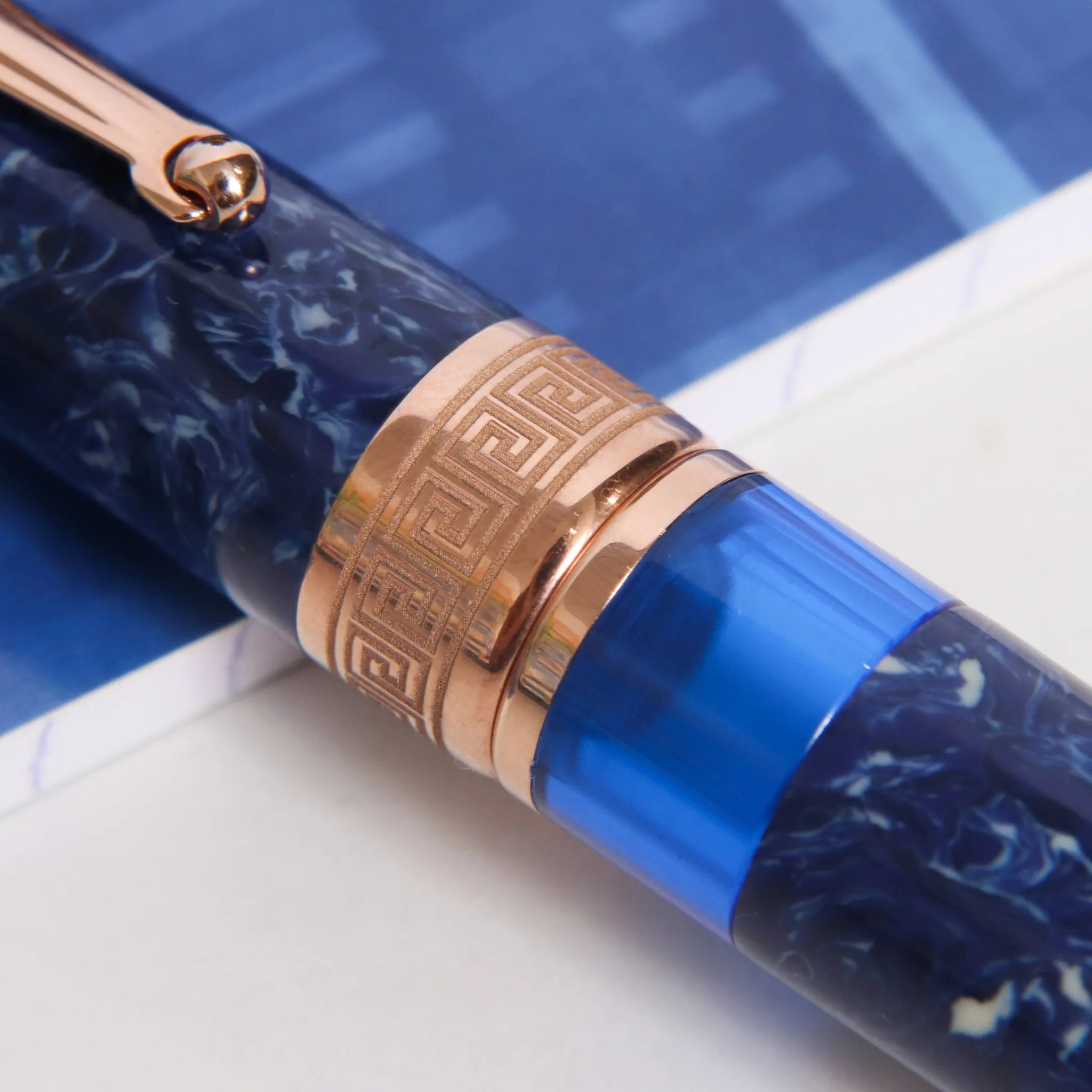 Delta Lapis Blue Celluloid Rose Gold Fountain Pen
