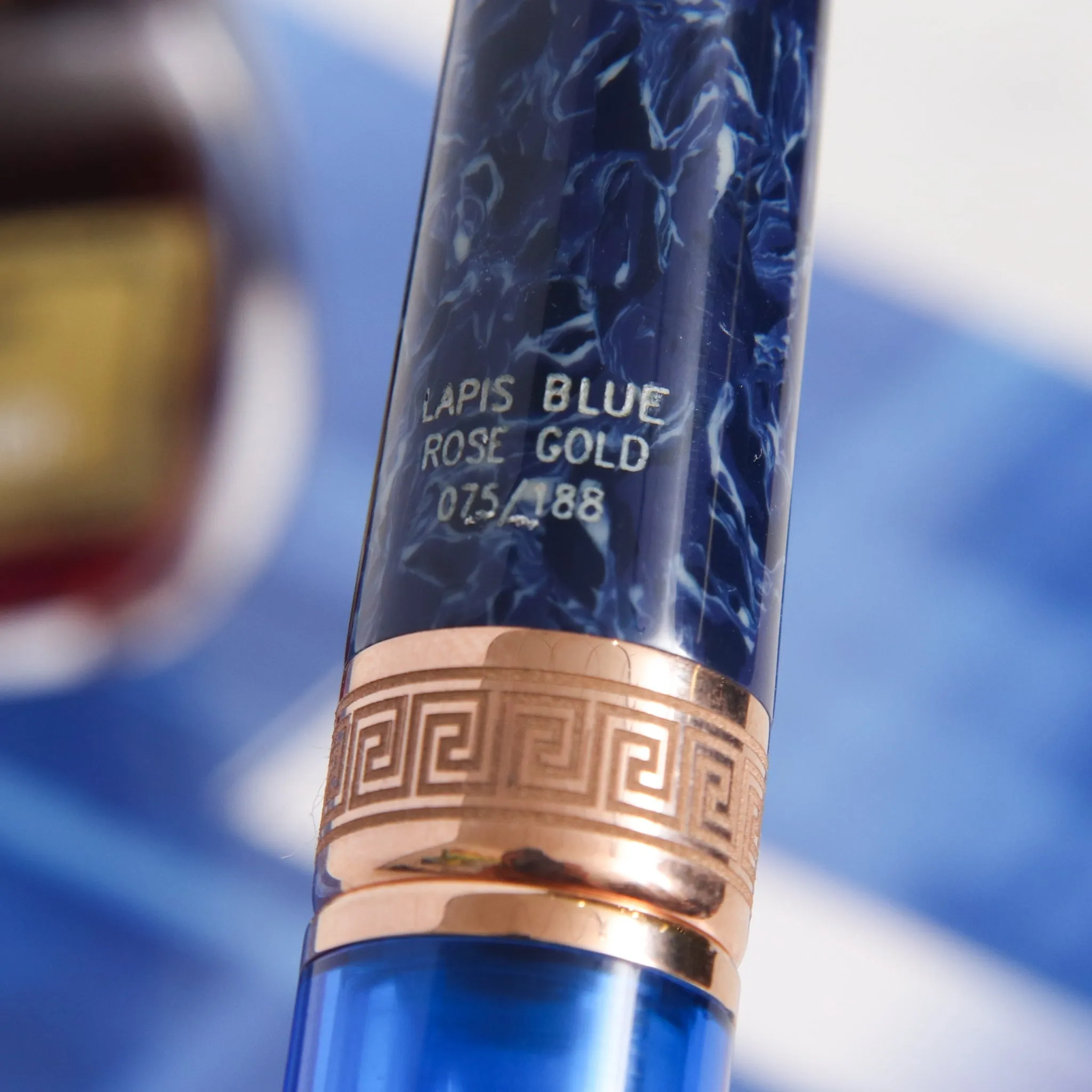 Delta Lapis Blue Celluloid Rose Gold Fountain Pen