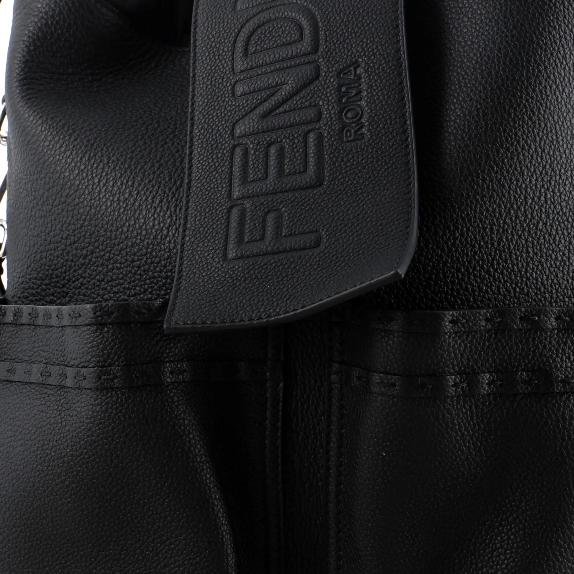 Double Pocket Drawstring Backpack Leather