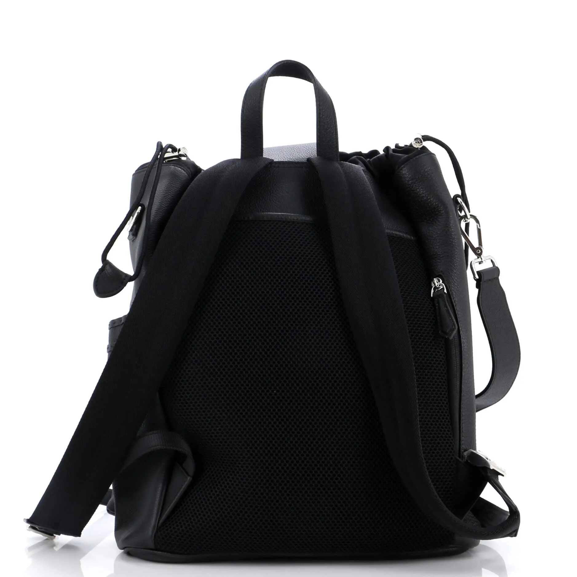 Double Pocket Drawstring Backpack Leather