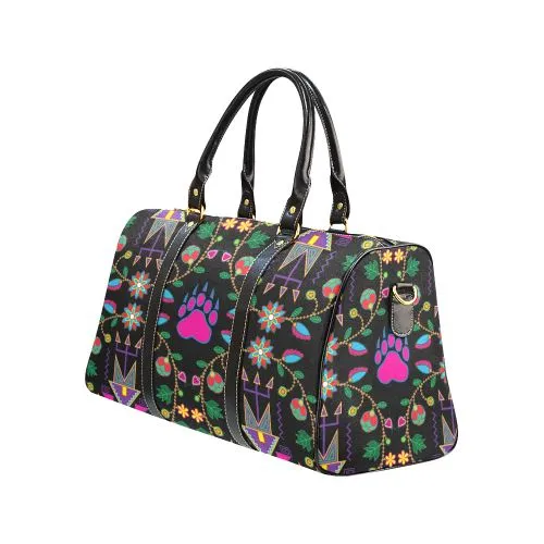 Geometric Floral Fall-Black Waterproof Travel Bag
