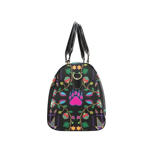 Geometric Floral Fall-Black Waterproof Travel Bag