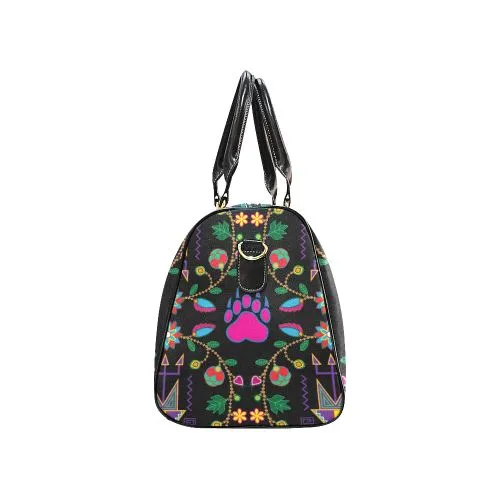 Geometric Floral Fall-Black Waterproof Travel Bag