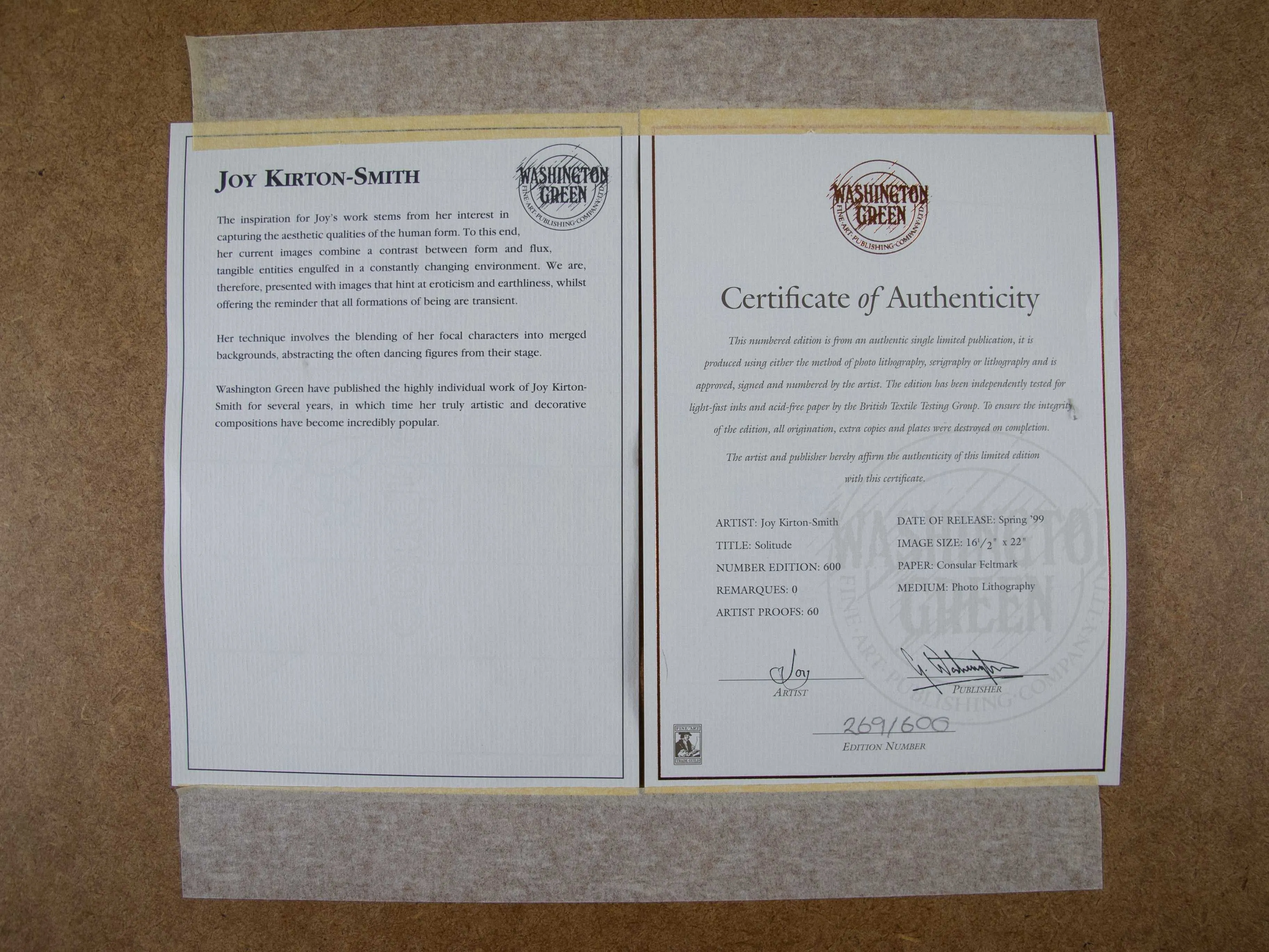 Joy Kirton Smith, 'Solitude'. Scarce Signed Limited Edition Print. No. 269 of 600.