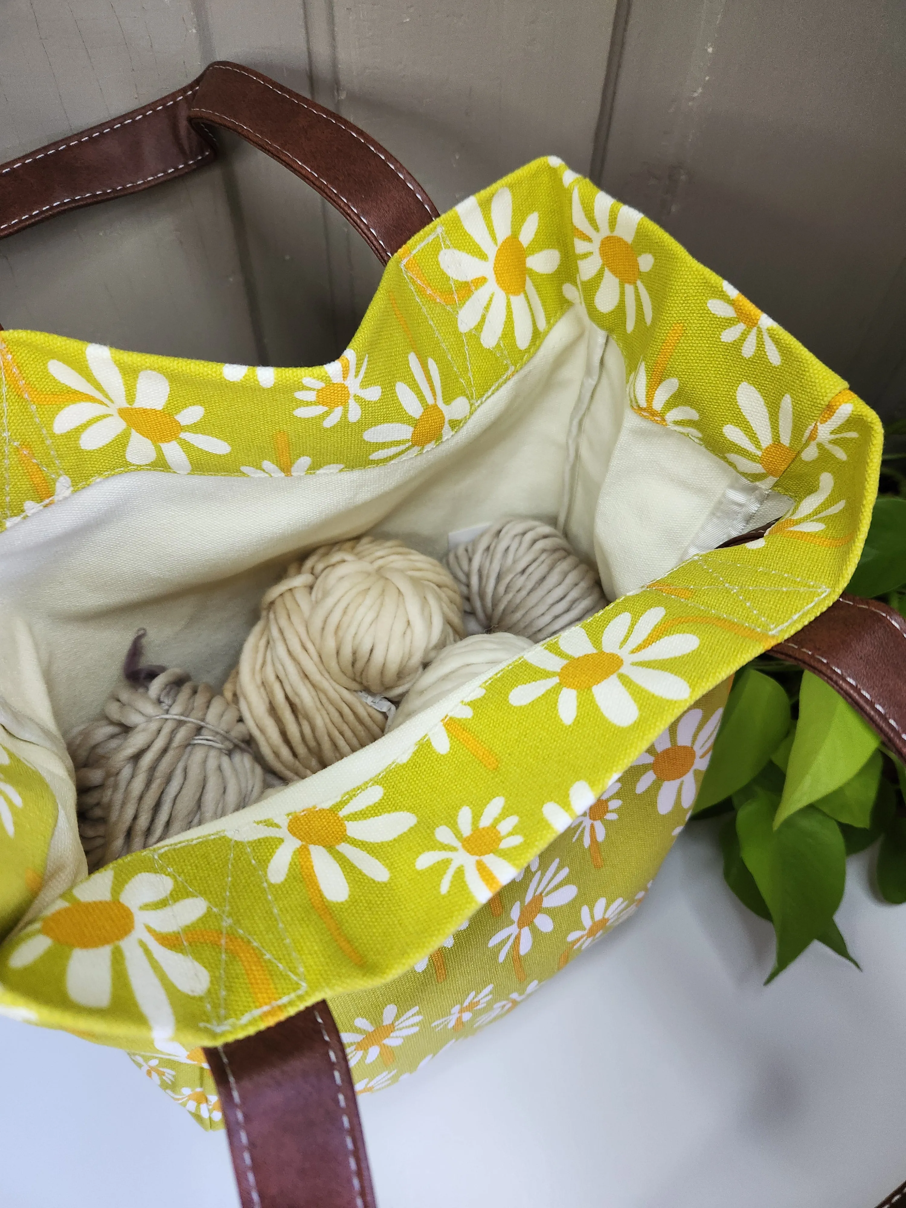 Knitting Project Bag, Market Tote, Catalina