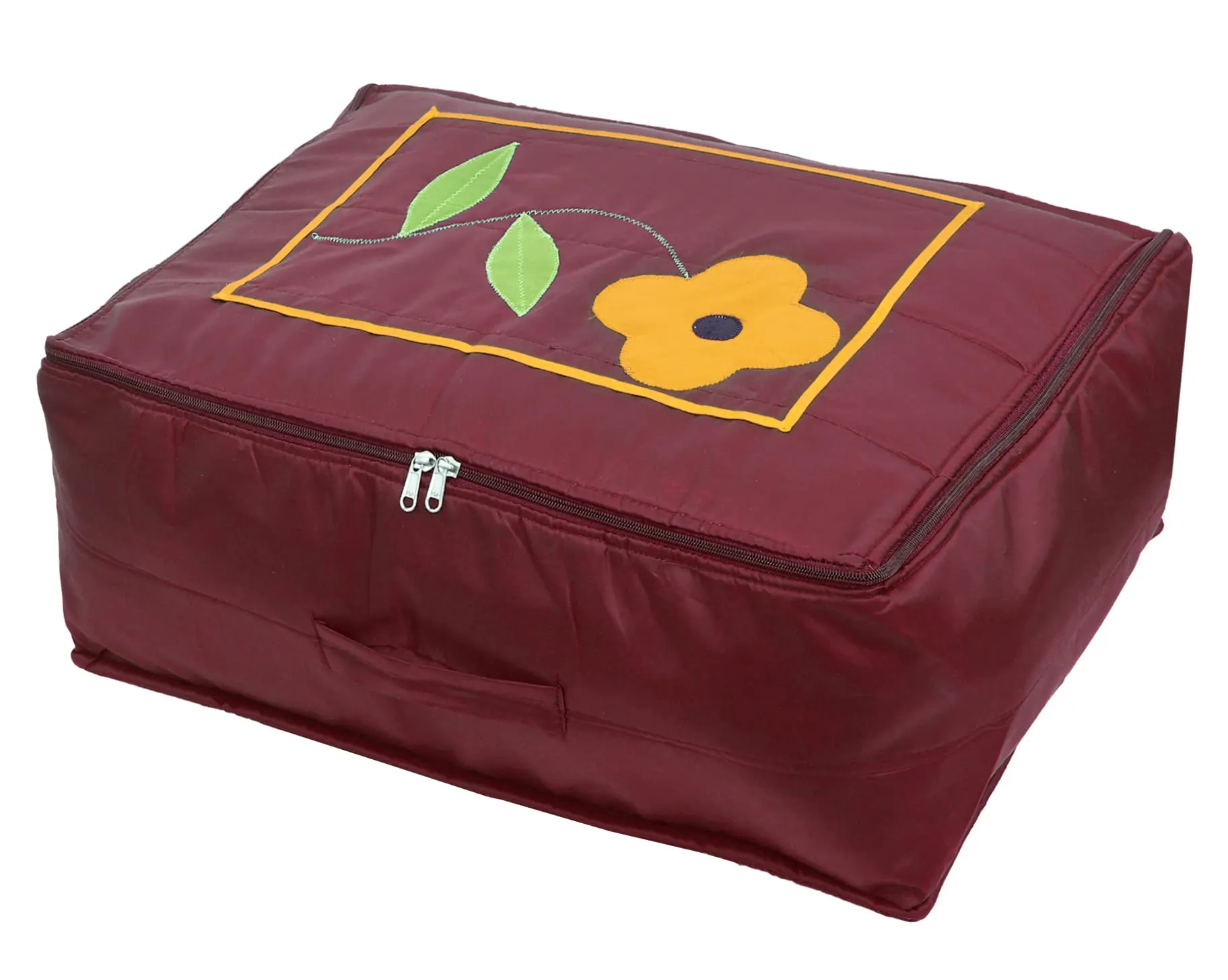 Kuber Industries Multiuses Flower Print Foldable Polyster Saree Covers/Clothes Storage Bag/Wardrobe Organizer (Maroon)