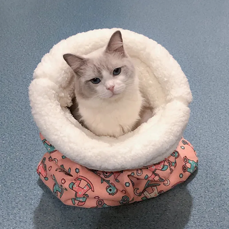 Lamb Plush Thickened Pocket - New Winter Linen Sleeping Bag Cat Nest - Cartoon Cat Sleeping Bag - Limited Winter Cat Nest