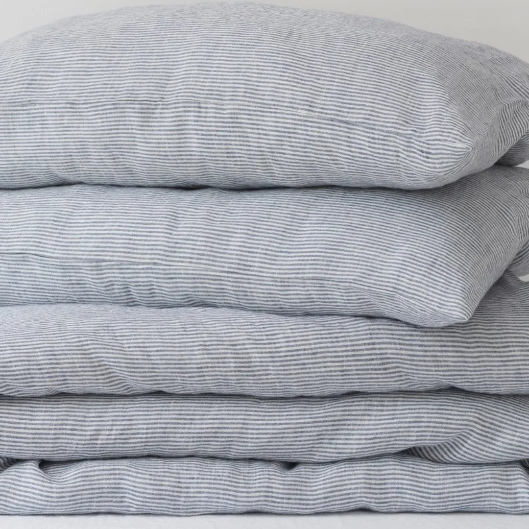 Limited Edition Blue Stripes Linen Duvet Cover