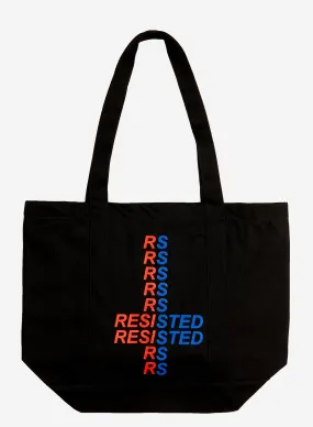 RAF SIMONS SMALL DENIM TOTE BAG WITH PRINT AND RS BADGE