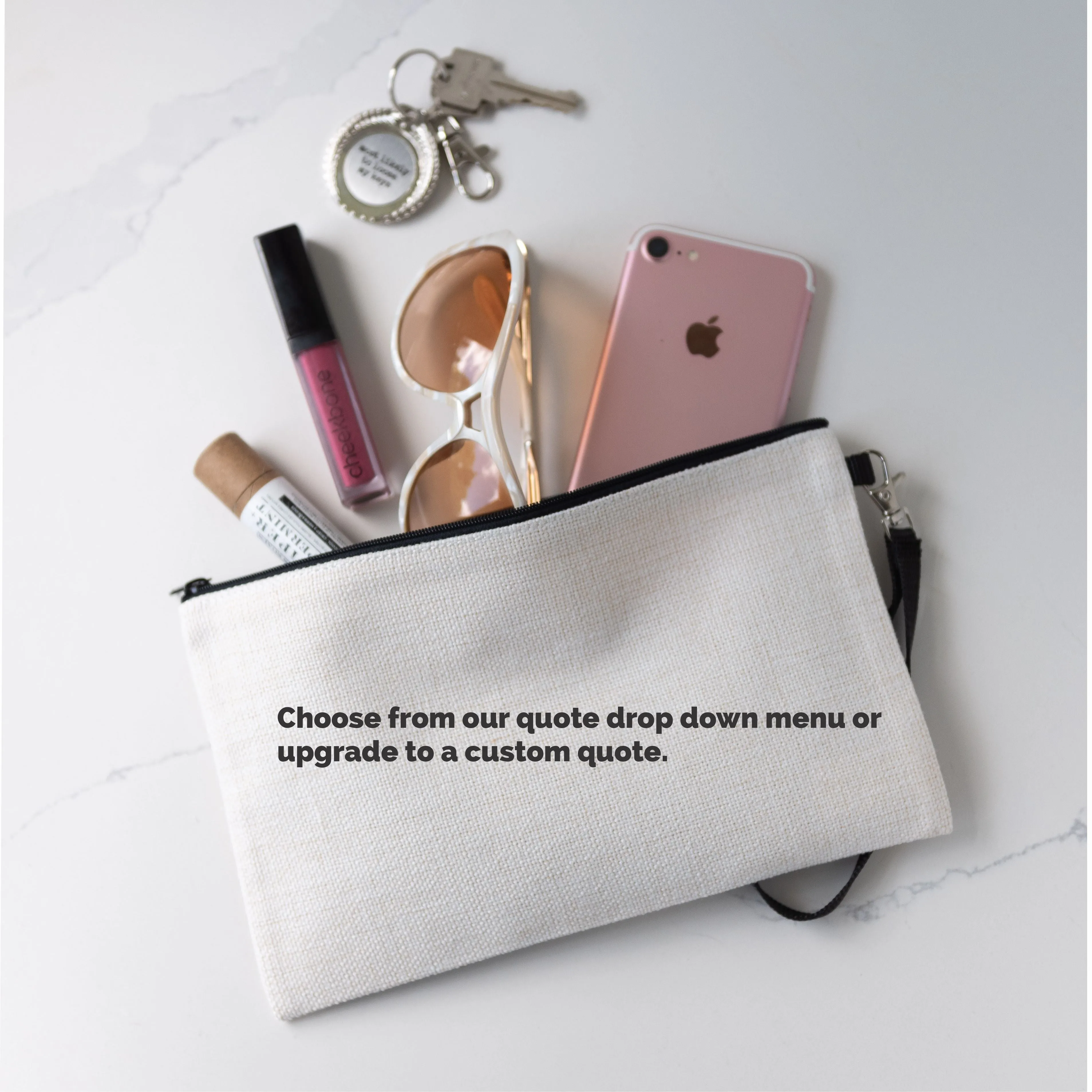 Sweet Pea Zippered Linen blend Bag