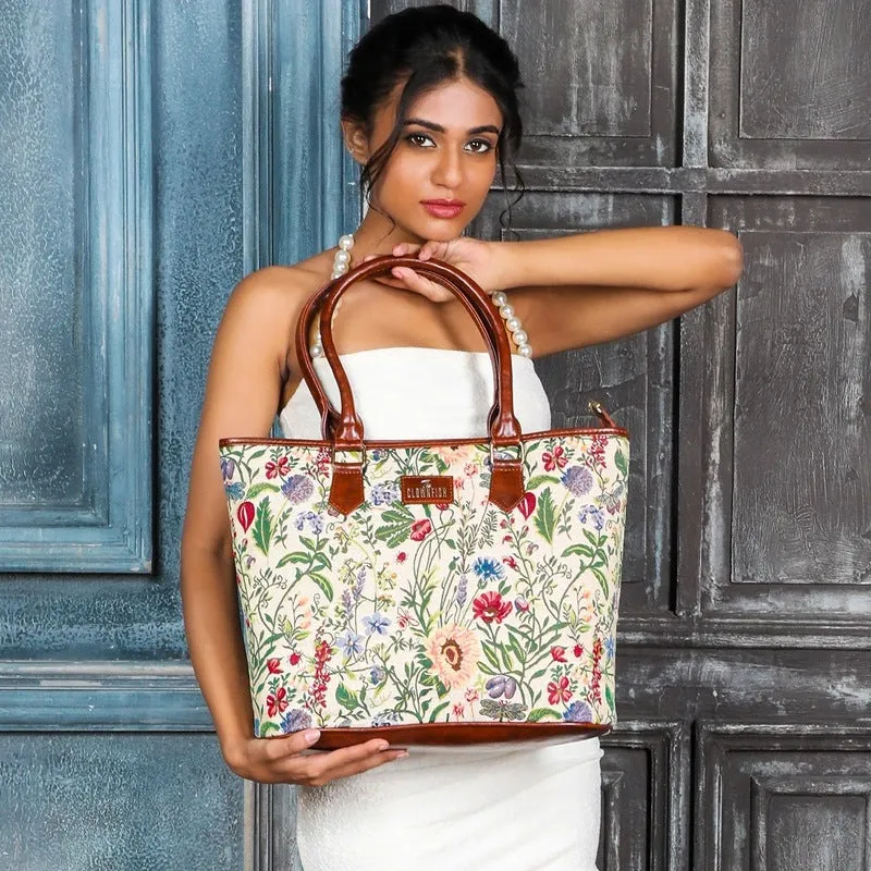 THE CLOWNFISH Justina Handbag For Women Office Bag Ladies Shoulder Bag Tote For Women College Girls (Flax) Multicolor