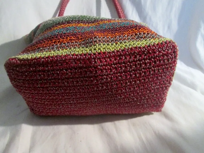 THE SAK Knit Vegan Hobo Tote Satchel Purse Beach Book Bag SUMMER STRIPE