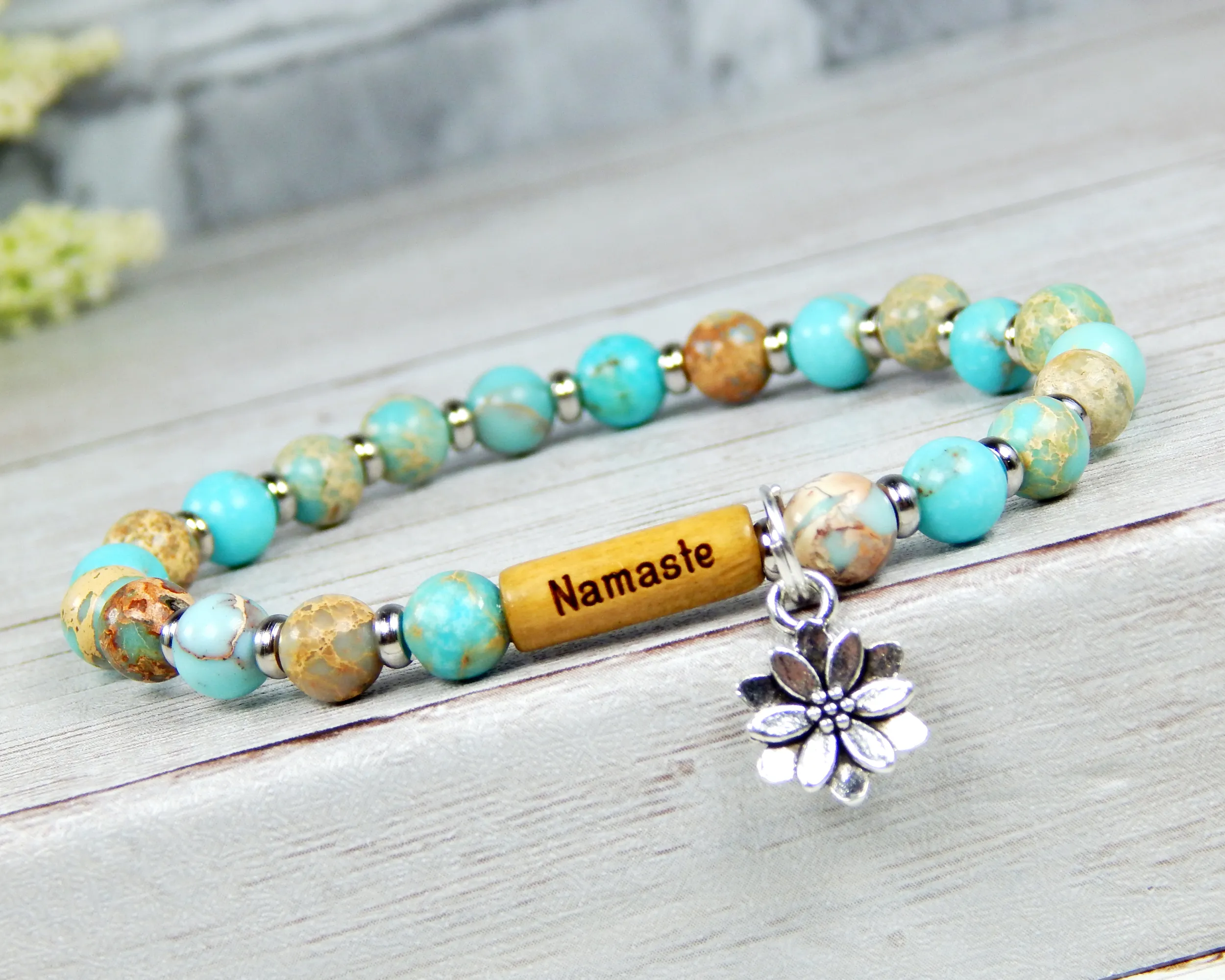 Yogi Bracelet - Lotus Flower Jewelry - Gift for Yoga Lover - Reminder Bracelet for Women